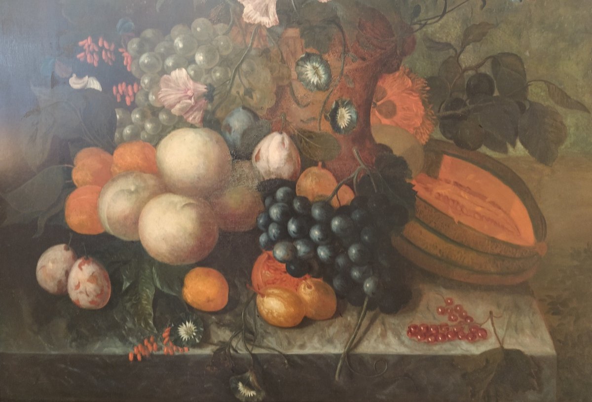 Still Life With Fruits, Oil On Panel, Nineteenth-photo-1