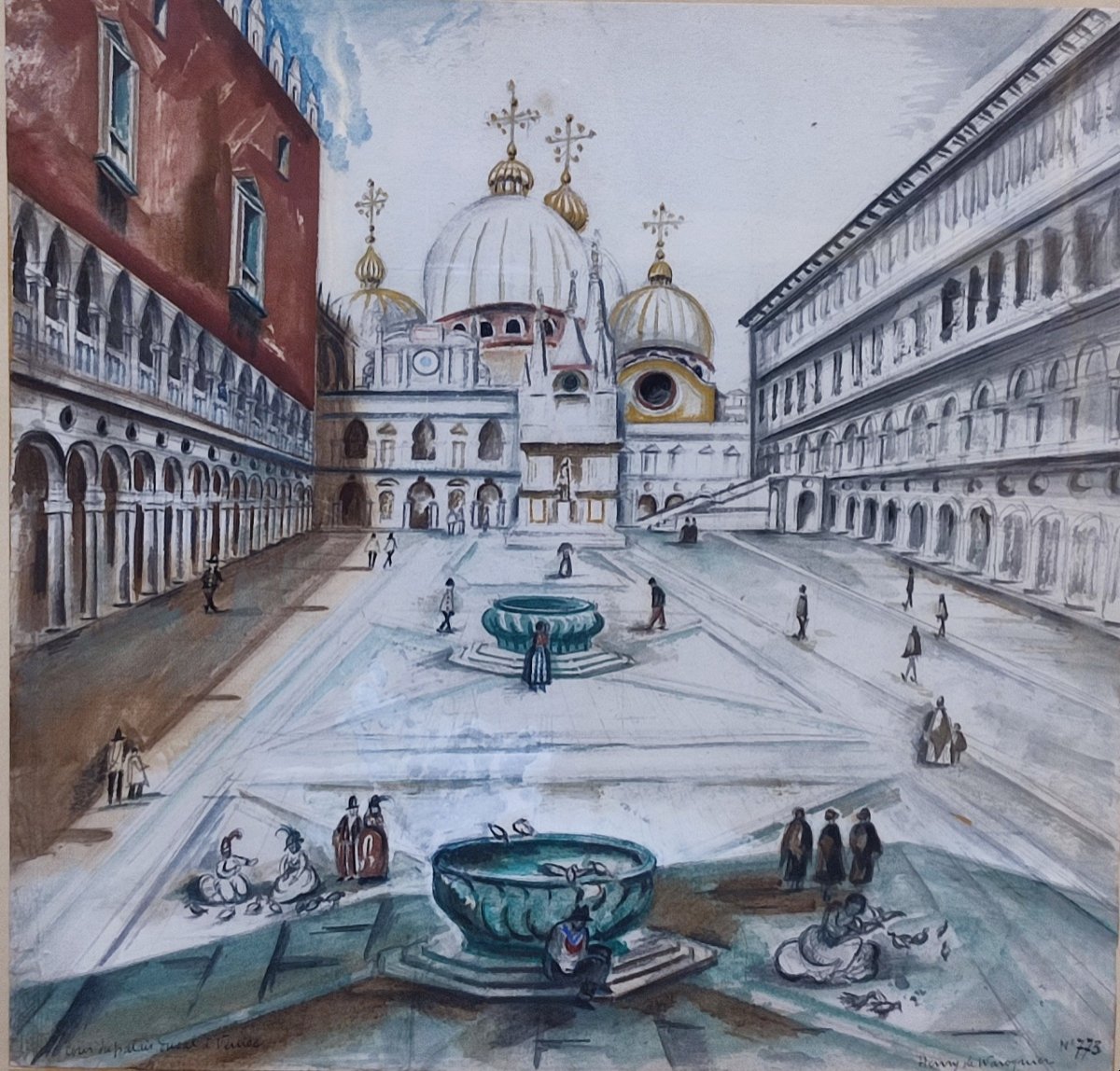 Henry De Waroquier, Watercolor Of The Ducal Palace In Venice, 1922