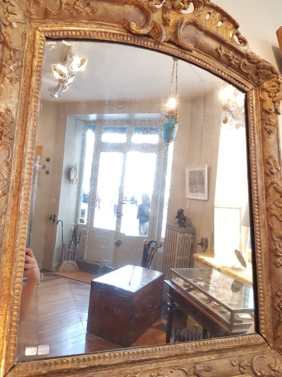 Mirror In Carved And Gilded Wood From The Regency Period, Eighteenth Century.-photo-2