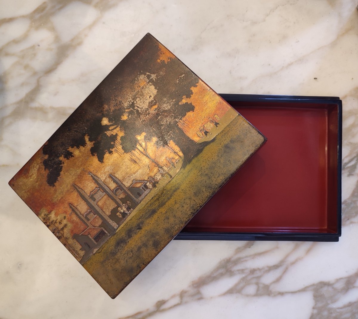 Lacquer Box, Animated Landscape, Vietnam, 1950-60