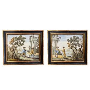 Pair Of Panels In Italian Faience From The XVIIth Century