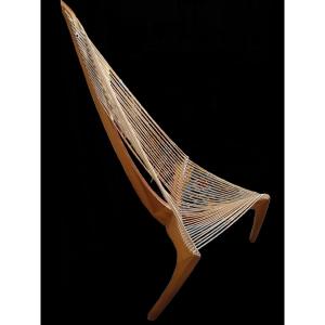 Jorgen Hovelskov, "harp" Chair In Rope And Ash, Twentieth