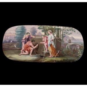 Enameled Miniature Antique Scene, 19th Century