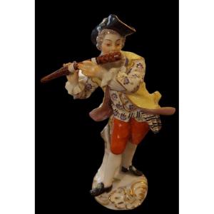 Meissen, Porcelain Statuette, The Flute Player, 20th Century