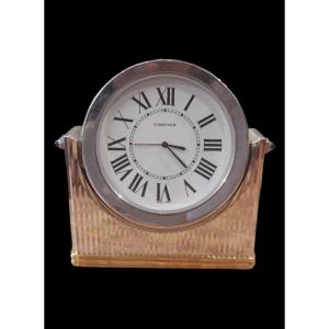 Cartier, Travel Alarm Clock, “must” Model, Chromed Steel, Art Deco Style