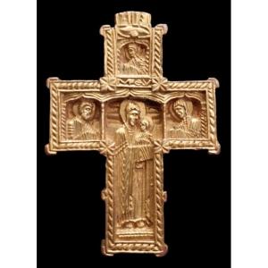 Croix Orthodoxe En Bronze Doré, XIXe