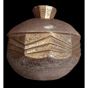 Manufacture De Boulogne - André Fau (1896-1982), Ceramic Vase With Iridescent Decor, Art Deco, XX