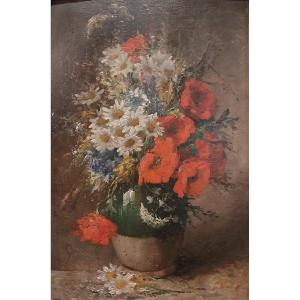 Henri Cauchois (1850-1911) Huile Sur Toile, Nature Morte Aux Fleurs, XIXe