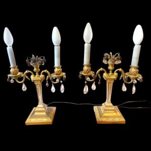 Pair Of Gilt Bronze Candelabra, Late 19th Century 