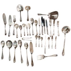 Robert Linzeler (1872-1981), 213-piece Solid Silver Cutlery Set, In Its Cabinet Case XX