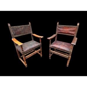 Pair Of Louis XIII Period Armchairs