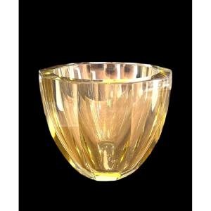 Daum Nancy France, Vase En Cristal Jaune