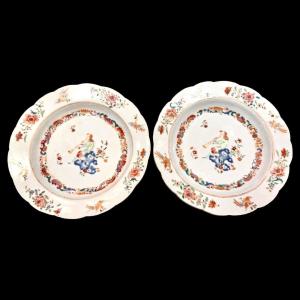 Compagnie Des Indes, Pair Of Porcelain Plates, 18th Century