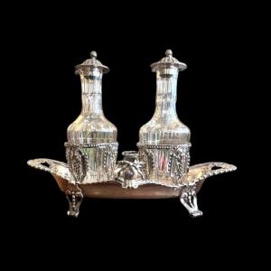 Oil And Vinegar Cruet, Glass And Silver, 1782