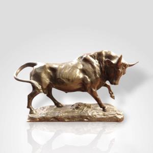 Aimée Millet (1819-1891), Bronze Of A Bull, 19th Century.