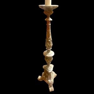 Wooden Church Candlestick Mounted As A Floor Lamp, 19th Century 