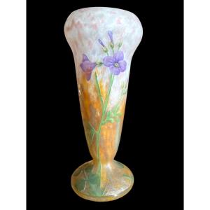 Small Daum Vase With Floral Decor, Nancy, Art Nouveau