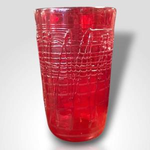 Vase En Verre Rouge, Italie, Années 60