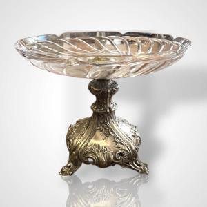 Présentoir en bronze argenté et verre, Christofle