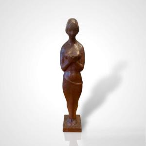 Walter Ostermayer (1897-1941), Sculpture de femme en bois d'une seule pièce, XXème 