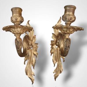 Pair Of Louis XV Period Gilt Bronze Wall Lights, 18th Century