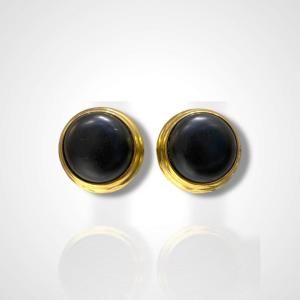 Boucles d'Oreilles Rondes Yves Saint Laurent Vintage