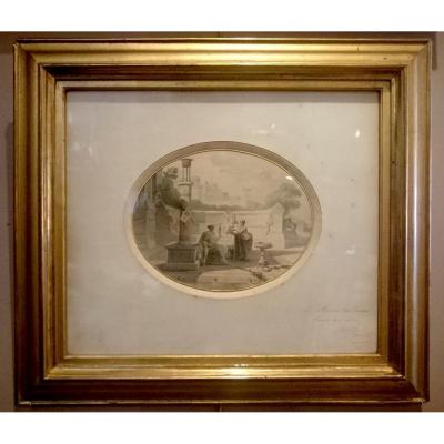 Jules Fr&eacute;d&eacute;ric BOUCHET (1799-1860)  Dessin aquarell&eacute; &agrave; l'Antique