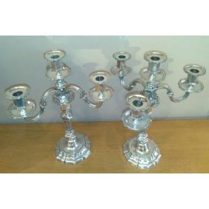 Pair Of Louis XIV Style Sterling Silver Candelabra