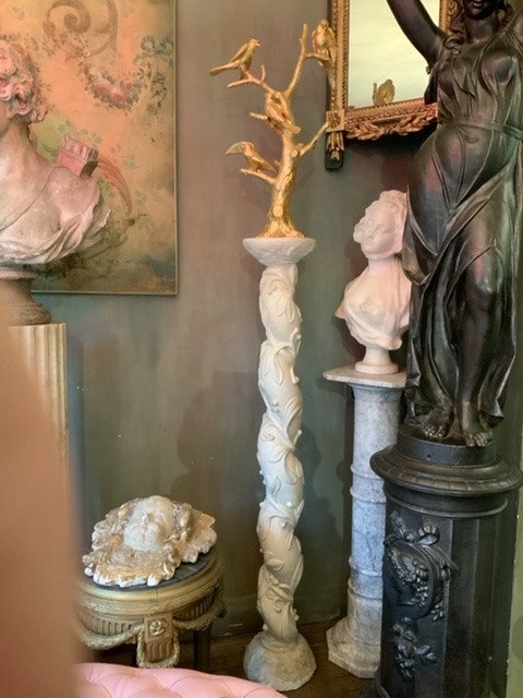 Pair Of Plaster Columns Topped With Branched Birds, Serge Roche Period 1950