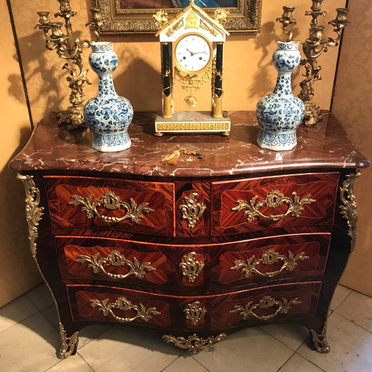 Regency Period Curved Chest Of Drawers Stamped J. Birckle, 18th Century