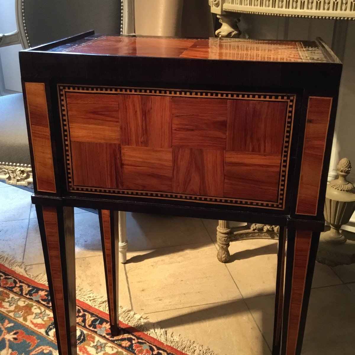 Bedside Table Chiffoniere Louis XVI Period Marquetry-photo-1