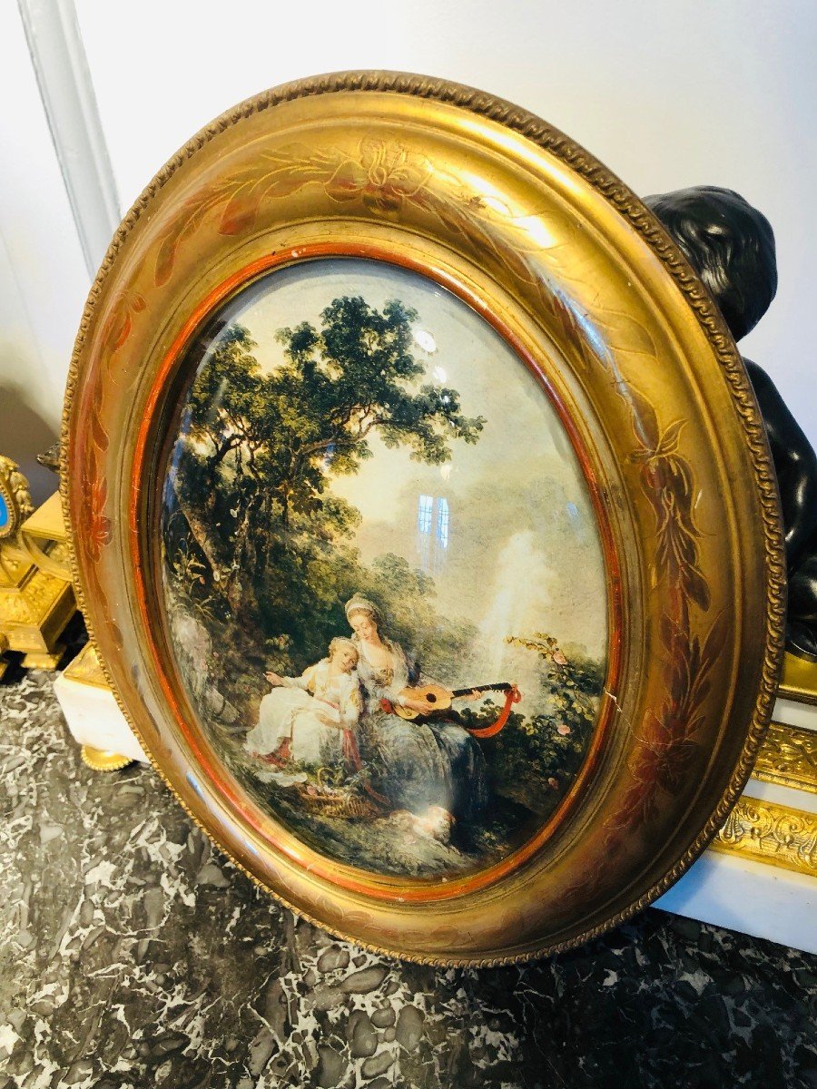 Louis Philippe 19th Century Gilded Oval Frame-photo-3