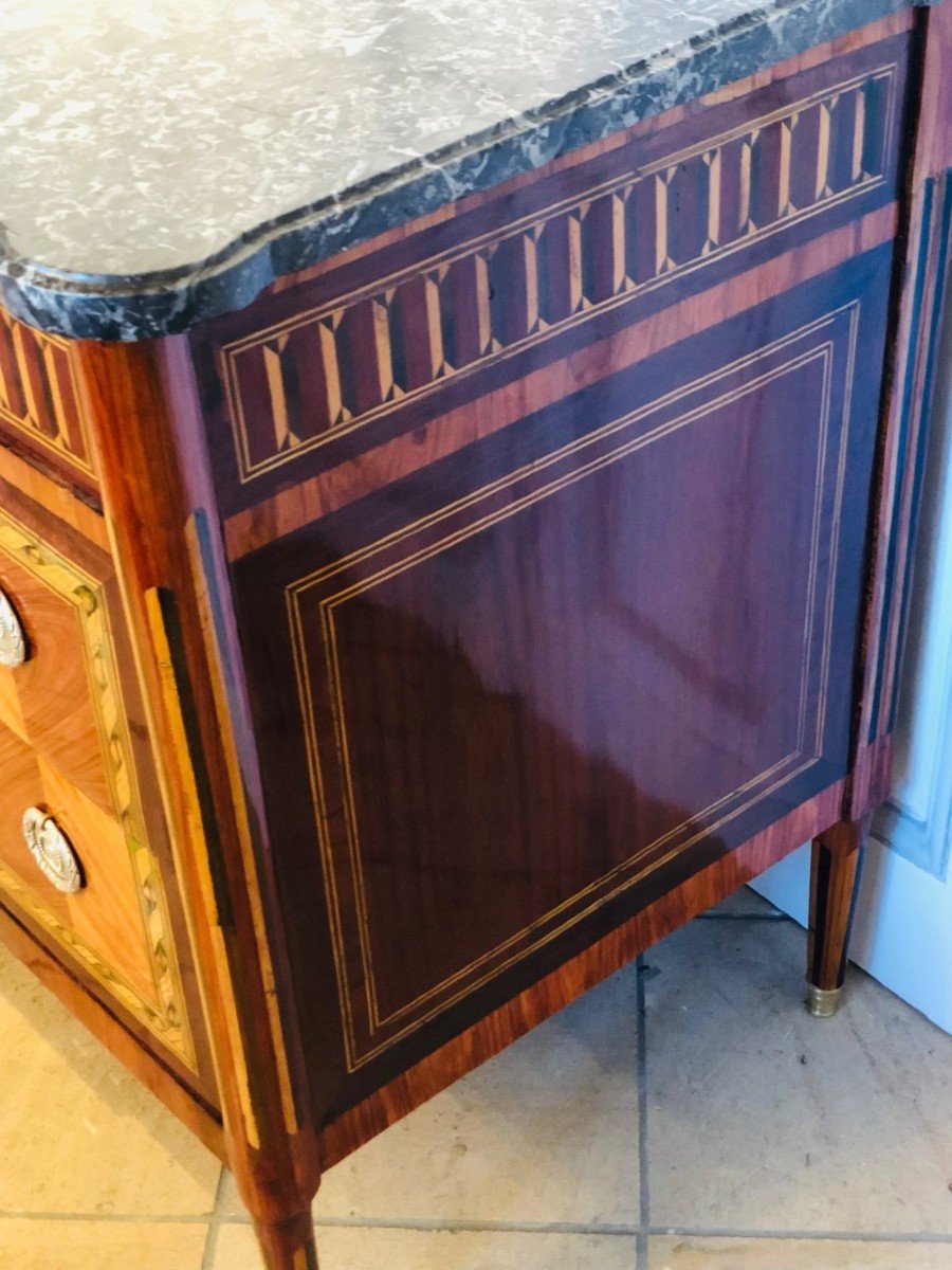 Louis XVI Period Chest Of Drawers With 18th Century Marquetry-photo-4