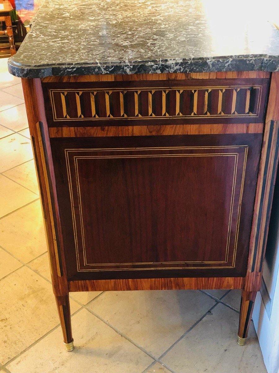 Louis XVI Period Chest Of Drawers With 18th Century Marquetry-photo-5