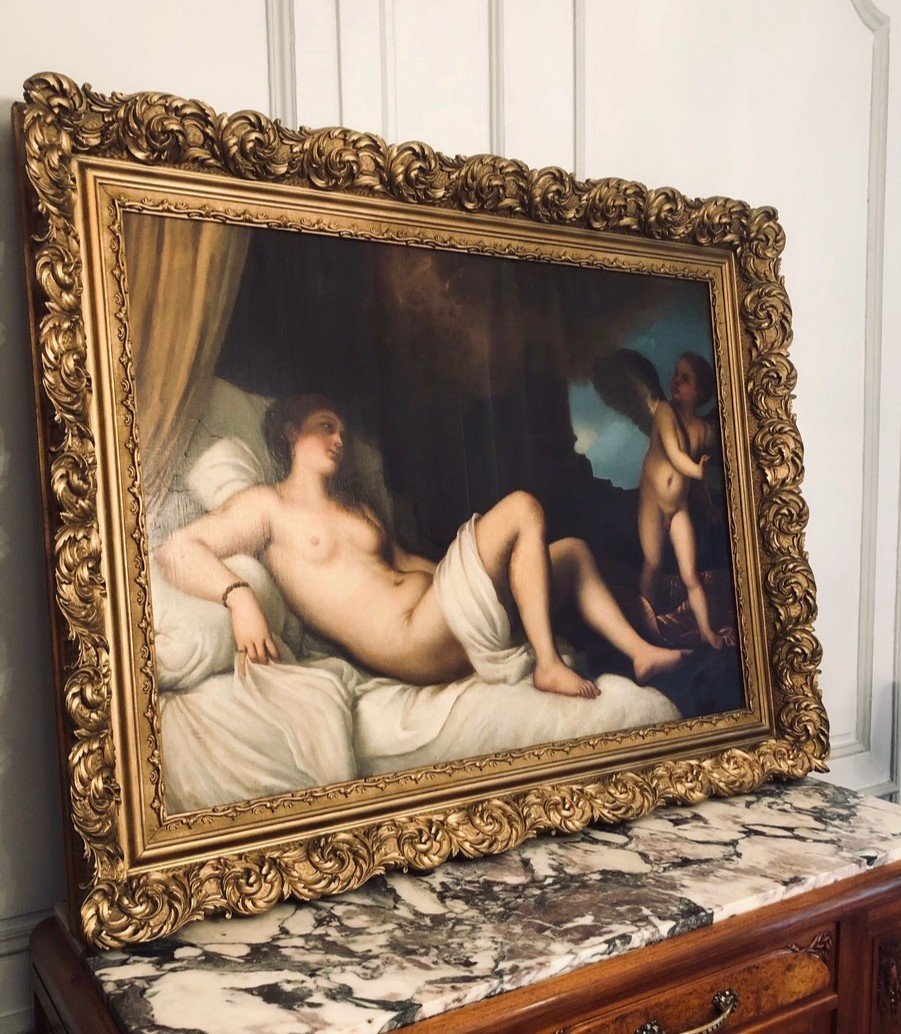 Grand tableau  Danaé  Le Titien  reproduction  début XIXe -photo-1