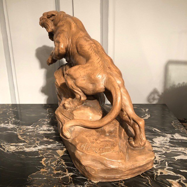 Lioness Sculpture Terracotta Armand Fagotto XIXth-photo-3