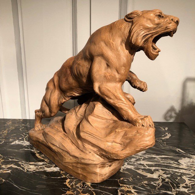 Lioness Sculpture Terracotta Armand Fagotto XIXth-photo-2