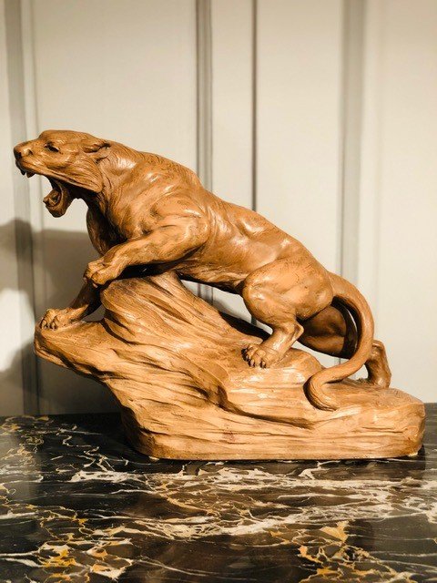 Lioness Sculpture Terracotta Armand Fagotto XIXth-photo-5