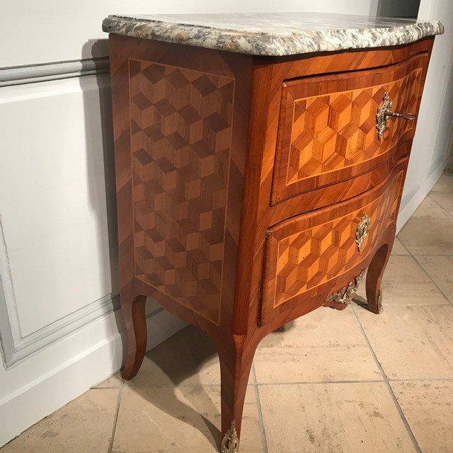 Commode Perruquière Louis XV, époque XVIIIe, marqueterie-photo-2