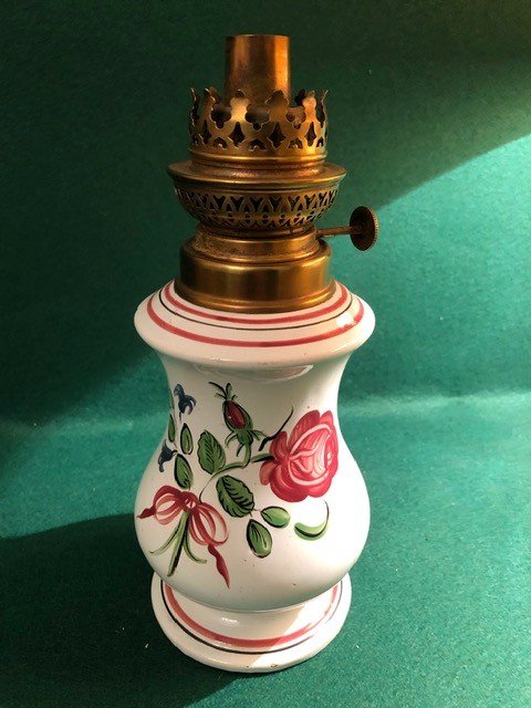 19th Century Lunéville Earthenware Oil Lamp-photo-1