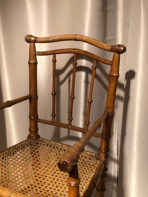 Child's High Chair, Late 19th Century In Bamboo-photo-2