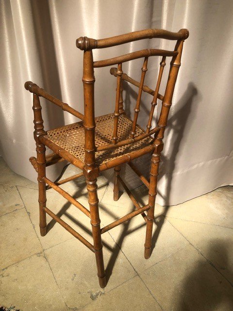 Child's High Chair, Late 19th Century In Bamboo-photo-4