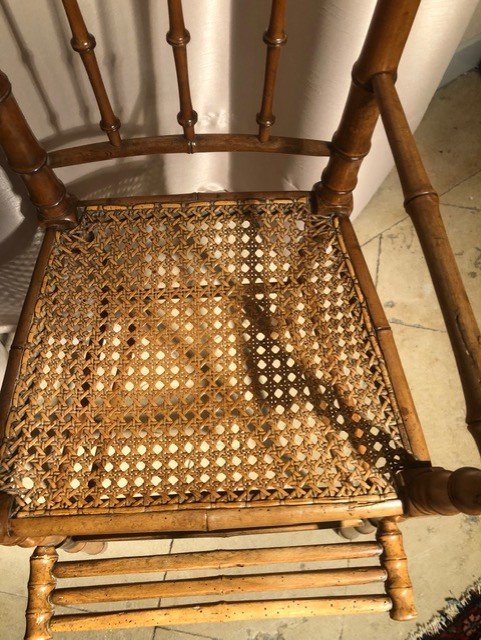 Child's High Chair, Late 19th Century In Bamboo-photo-1