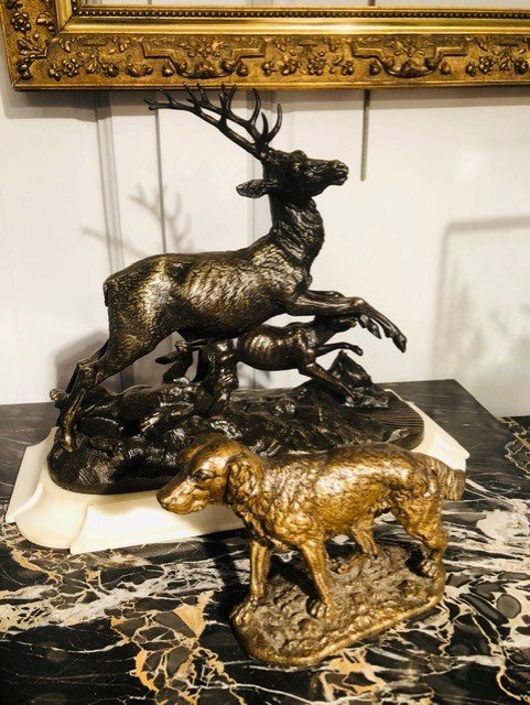 Deer Attacked By The Pack Bronze Of Fratin XIXth-photo-4