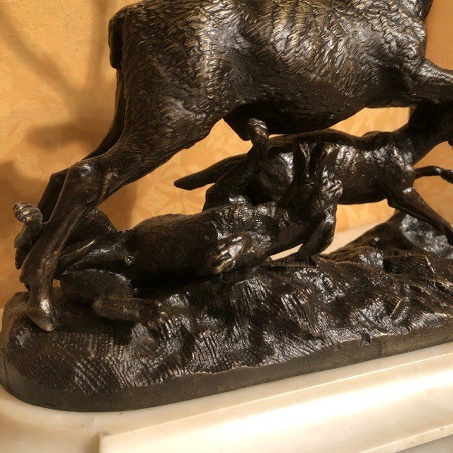 Deer Attacked By The Pack Bronze Of Fratin XIXth-photo-5