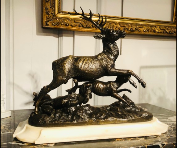 Deer Attacked By The Pack Bronze Of Fratin XIXth