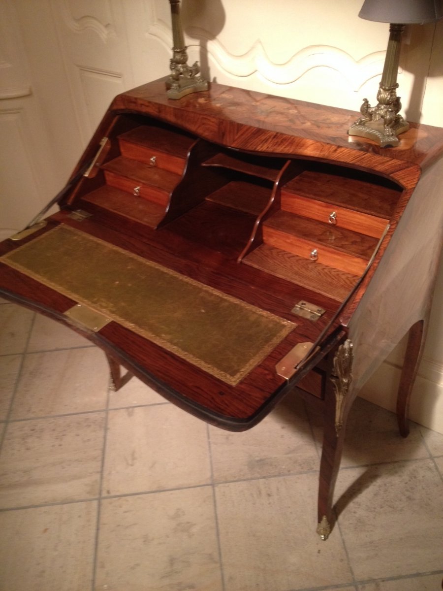 Louis XV Marquetry Secretary Slope Desk-photo-4