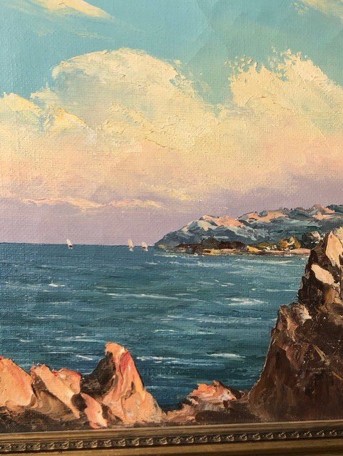 Peinture «Riviera Française » de  Charpides XXe-photo-4