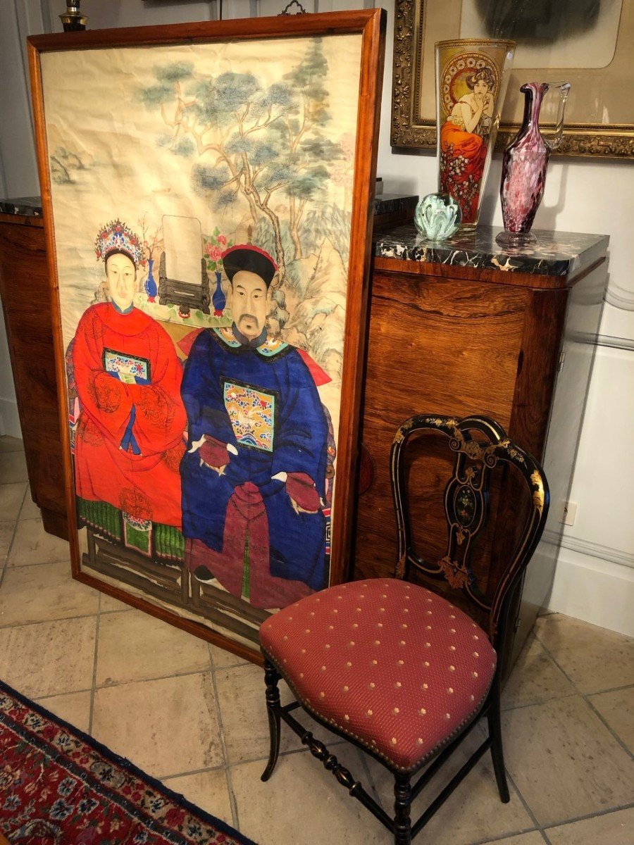 Large 19th Century China Rice Paper Painting-photo-5