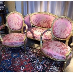 Louis XVI Living Room Gilded Wood 19th Century